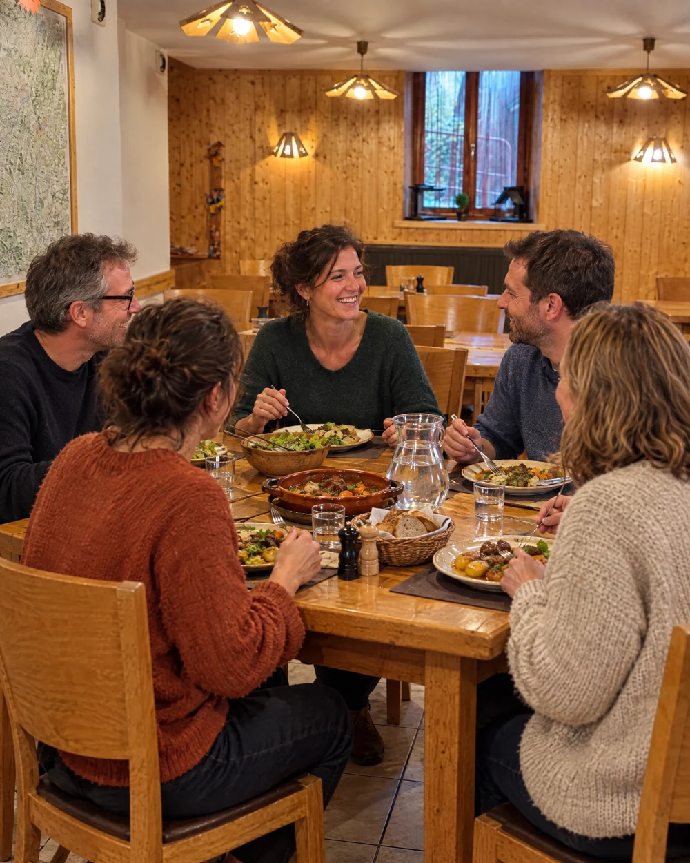 Un groupe d’amis partage un repas convivial